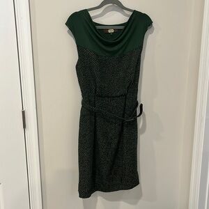 Anthropologie Eva Franco Wool Green Tweed Dress Size 6